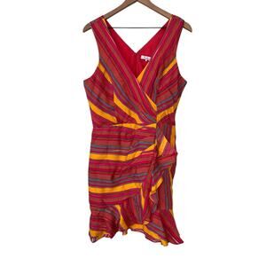 Parker Shella Striped Ruffle Multicolored Mini Dress Size 10